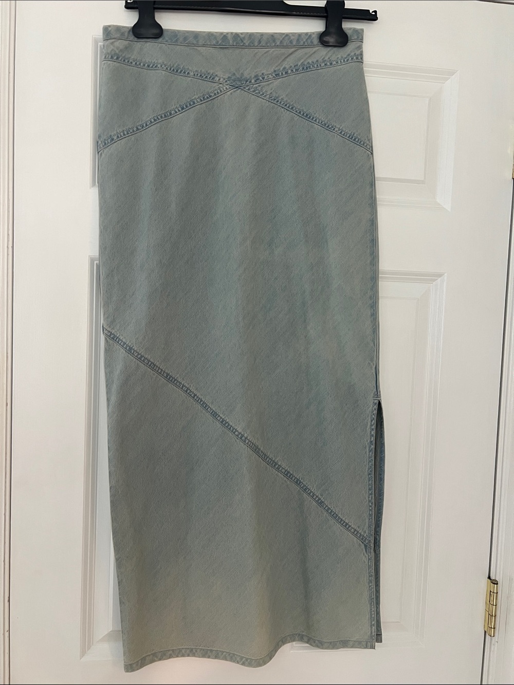 Free People Pale Blue Denim Midi Skirt, S